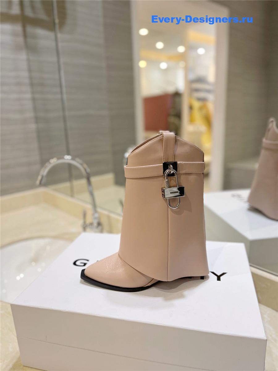 Givenchy 60mm Shark Lock Cowboy Beige Leather Boots