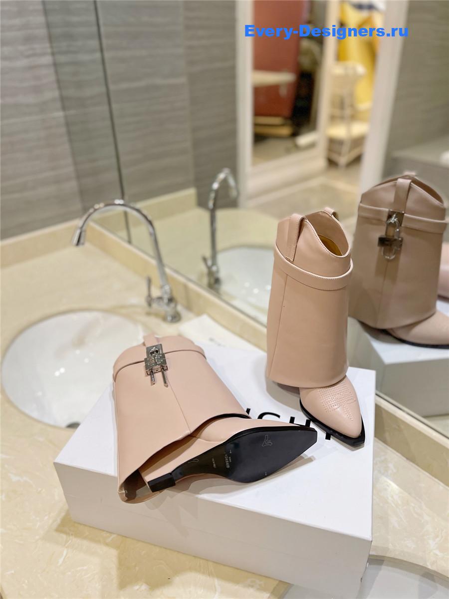 Givenchy 60mm Shark Lock Cowboy Beige Leather Boots