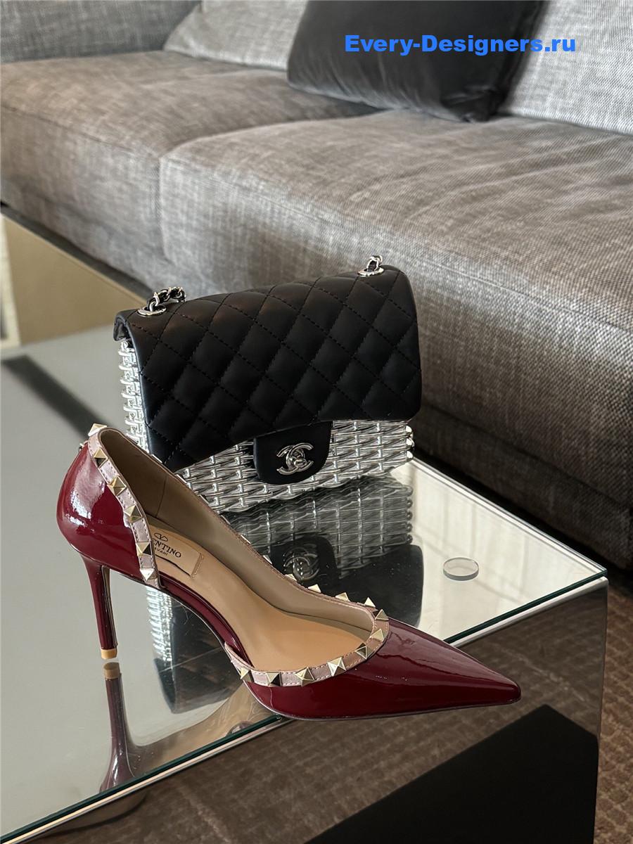 Va1e*ntin0 garavani rockstud pumps in burgundy patent leather