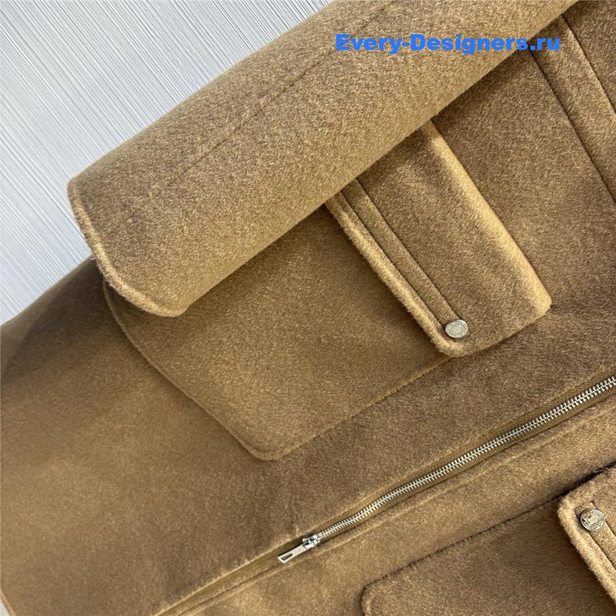 H**me5 double logo wool jacquard hooded coat