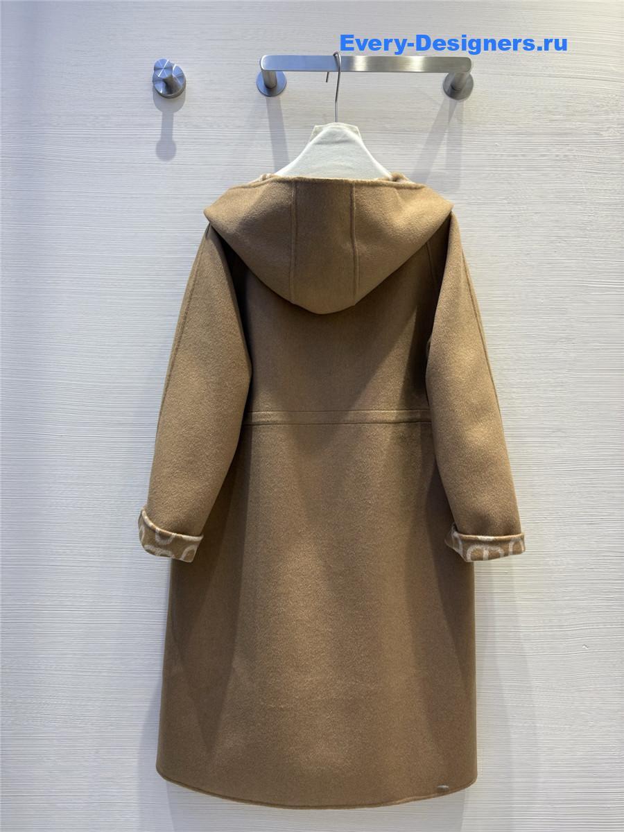 H**me5 double logo wool jacquard hooded coat