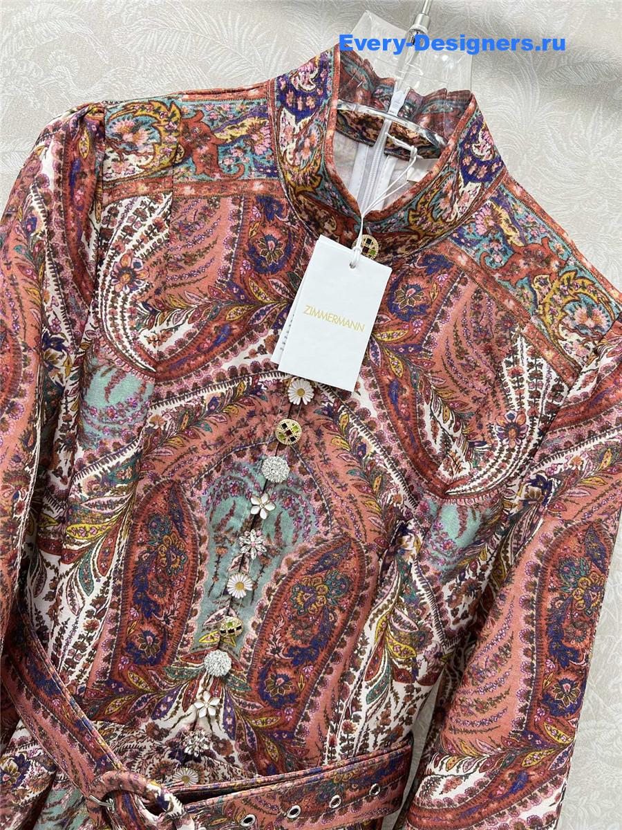 Zimm Rhiannon Tie Neck Woven Kaftan Dress