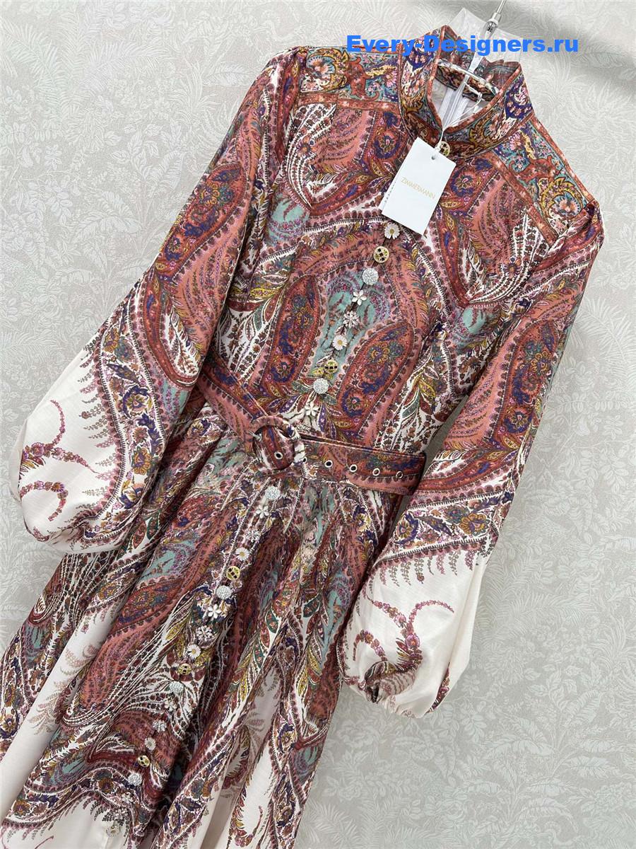 Zimm Rhiannon Tie Neck Woven Kaftan Dress