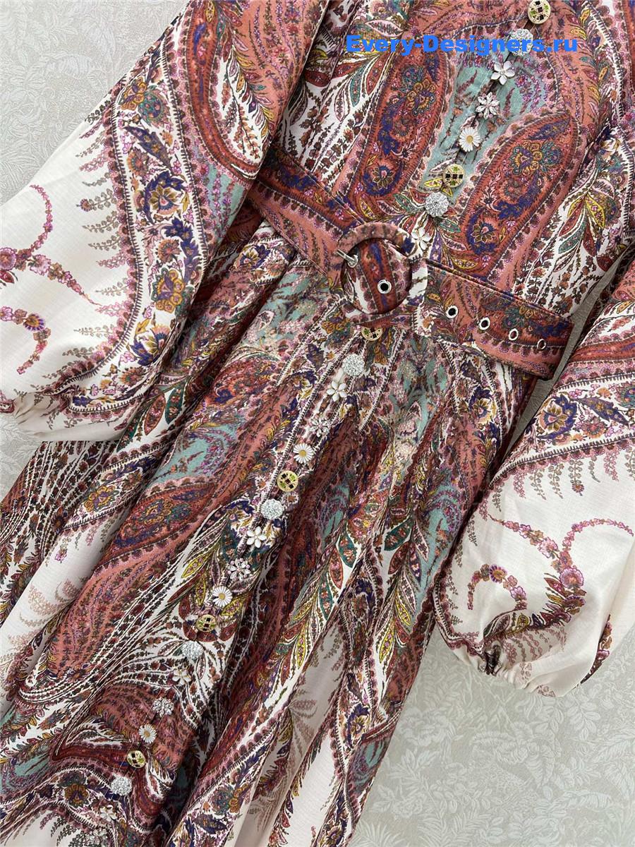 Zimm Rhiannon Tie Neck Woven Kaftan Dress