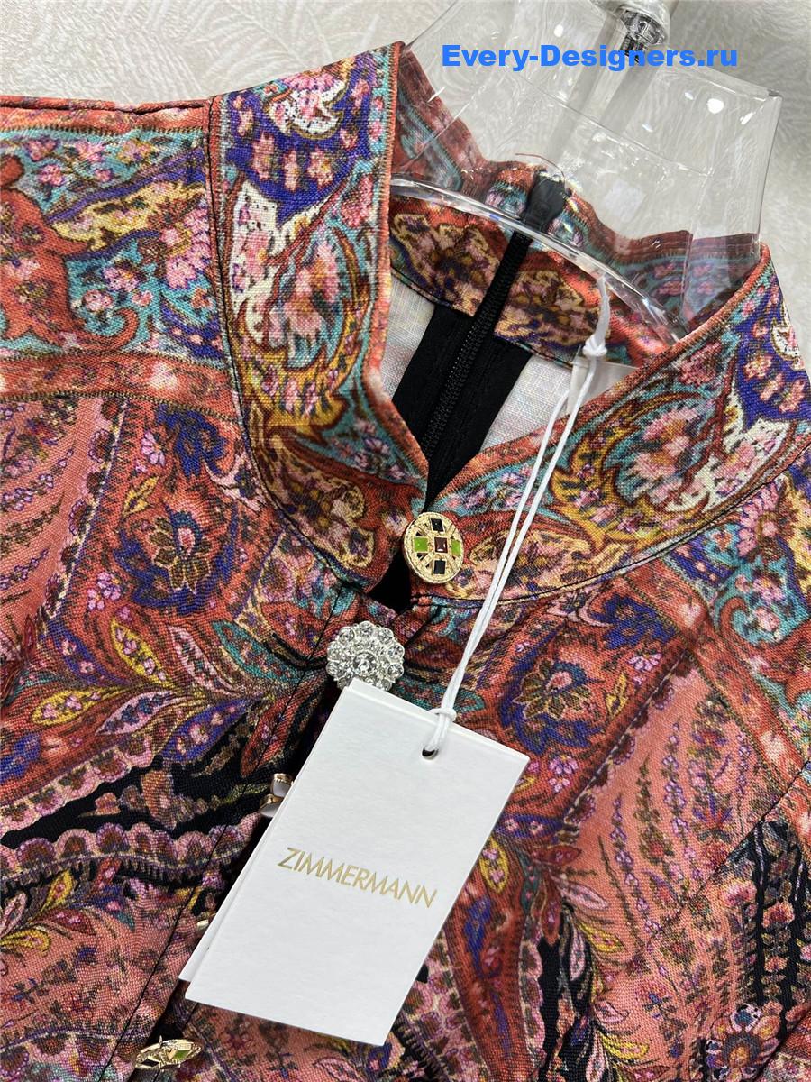 Zimm Printed linen and silk-blend organza midi dress