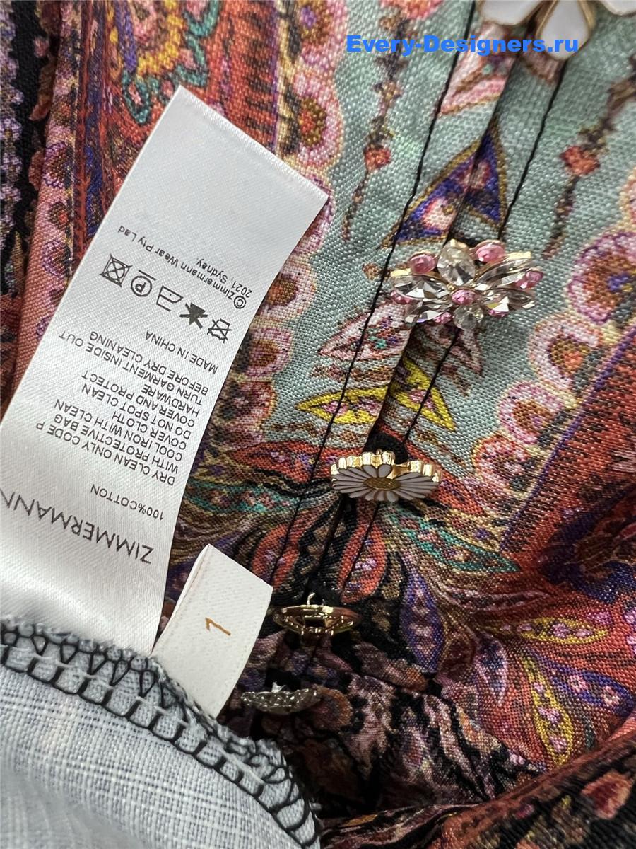 Zimm Printed linen and silk-blend organza midi dress