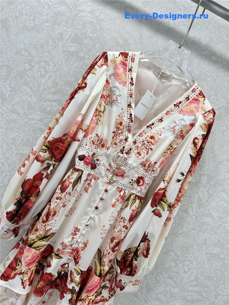 Zimm V-neck rose print dress