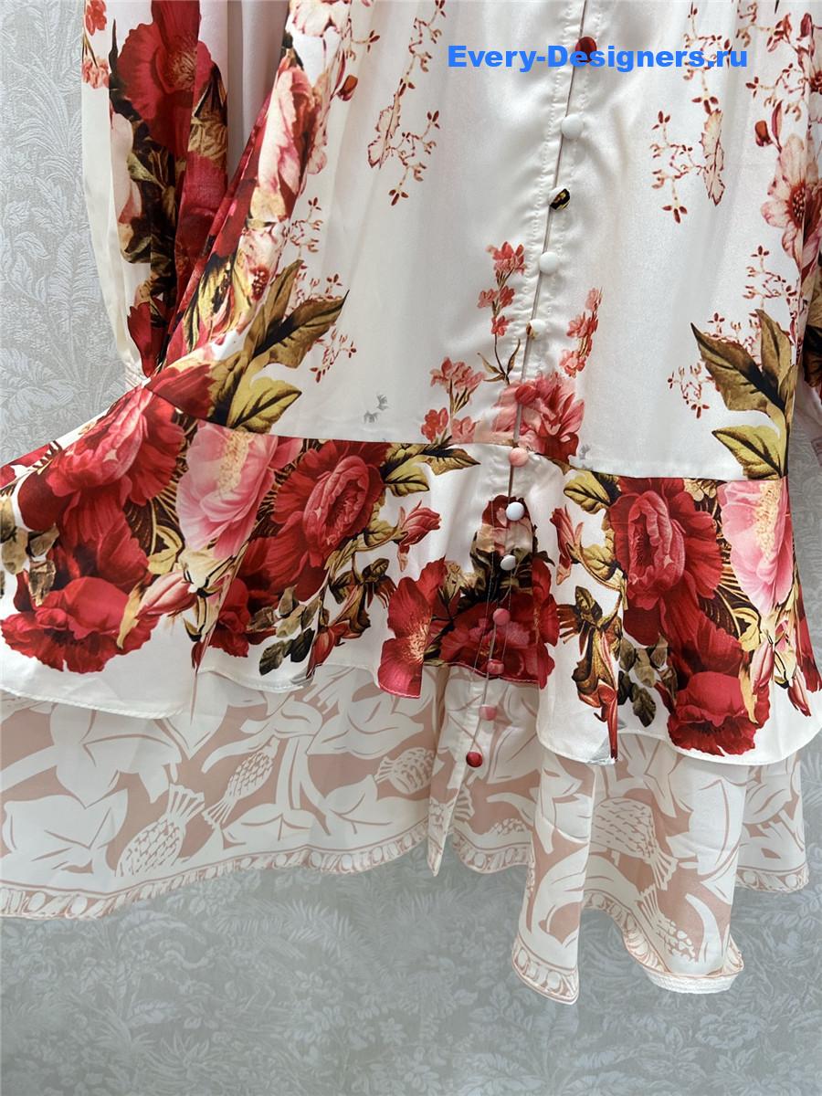 Zimm V-neck rose print dress