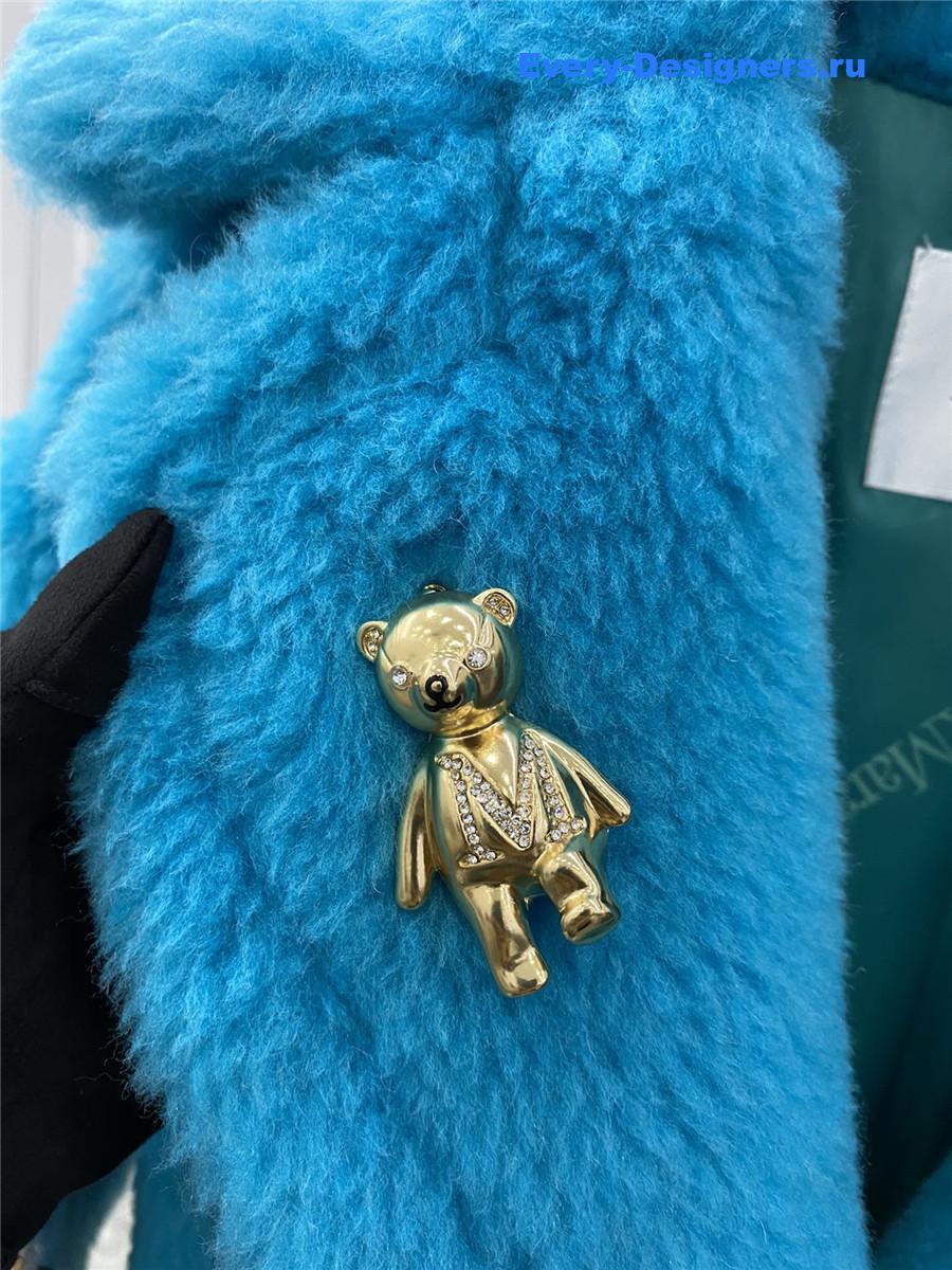 Max Mara Blue Alpaca Faux Fur Coat