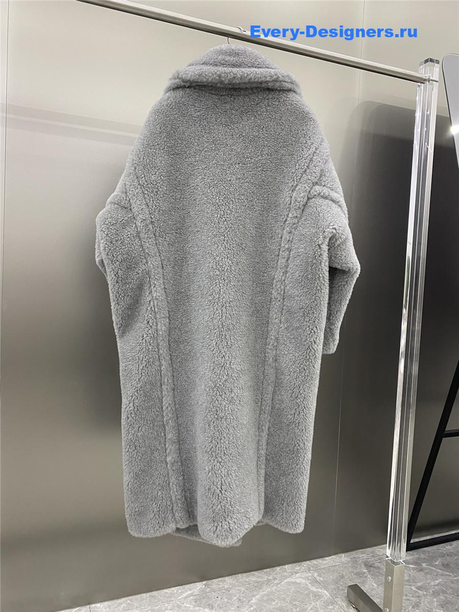 Max Mara Grey Alpaca Faux Fur Coat