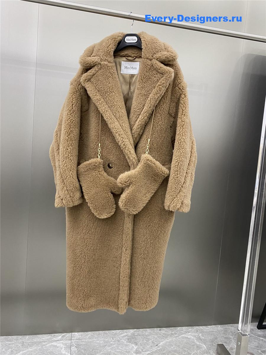 Max Mara Brown Alpaca Faux Fur Coat