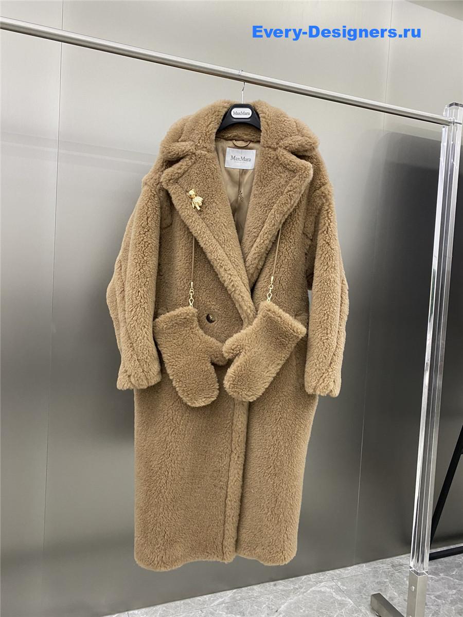 Max Mara Brown Alpaca Faux Fur Coat