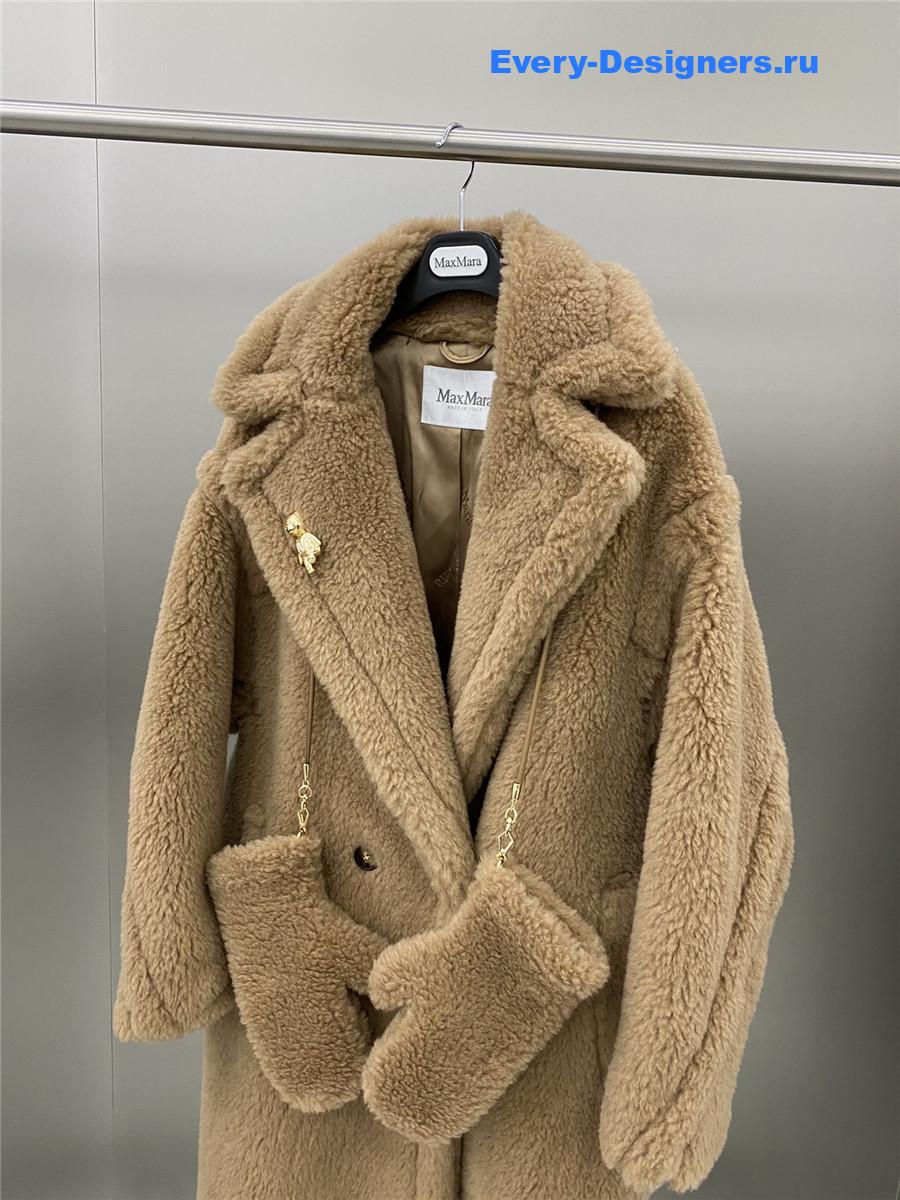 Max Mara Brown Alpaca Faux Fur Coat