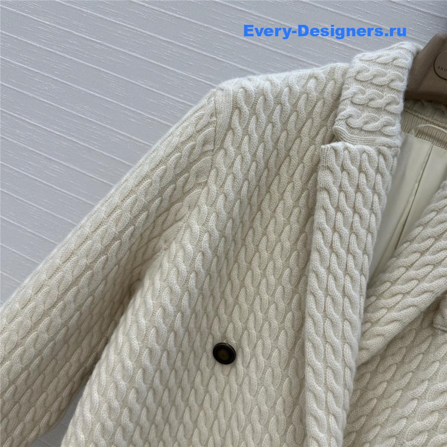 BC White Cable Cashmere Knit Blazer