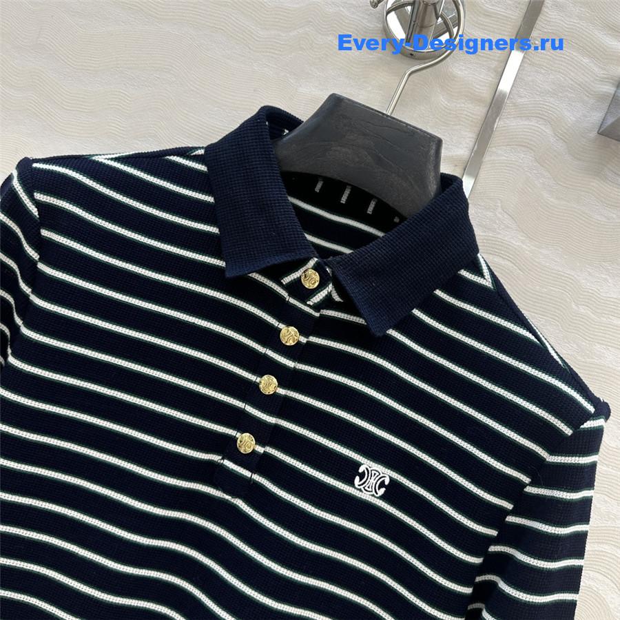 Ce1i*e striped cotton polo shirt