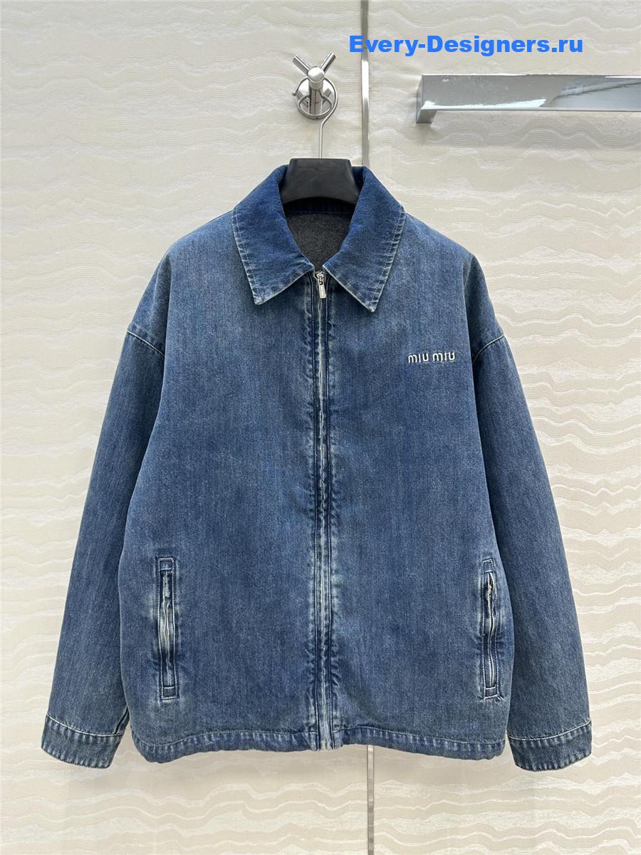 Miu Miu Navy Zip Denim Jacket