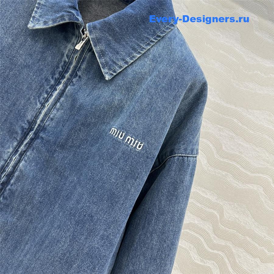 Miu Miu Navy Zip Denim Jacket