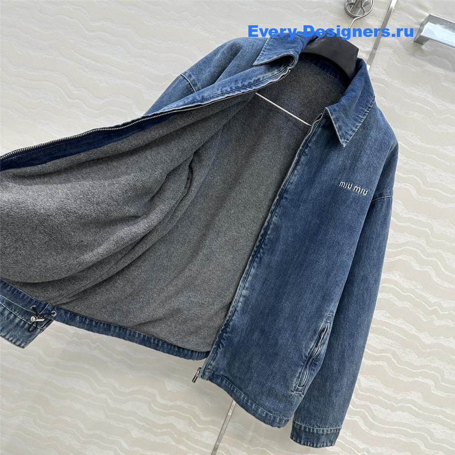 Miu Miu Navy Zip Denim Jacket