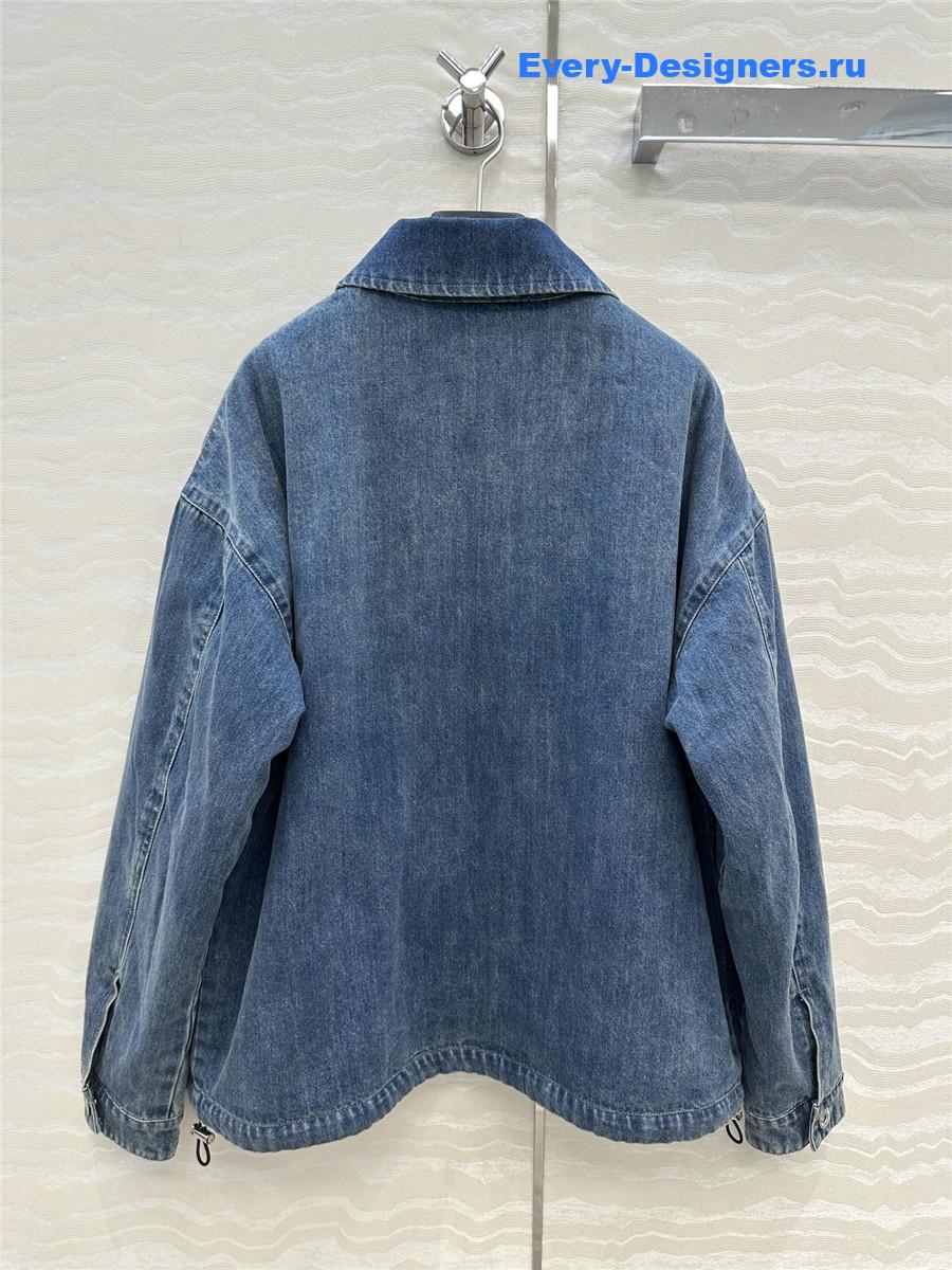 Miu Miu Navy Zip Denim Jacket
