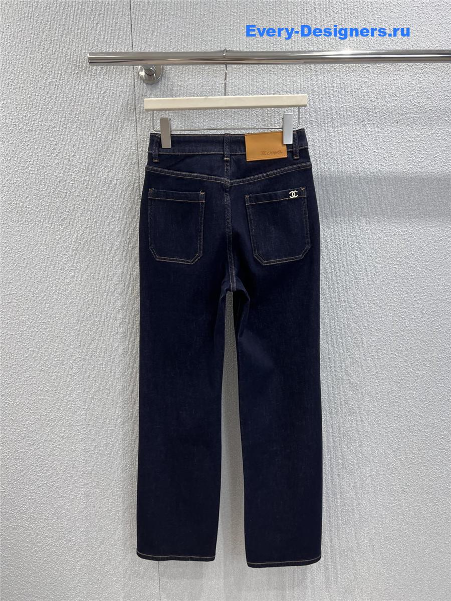 Ch**el blue wide leg denim jeans