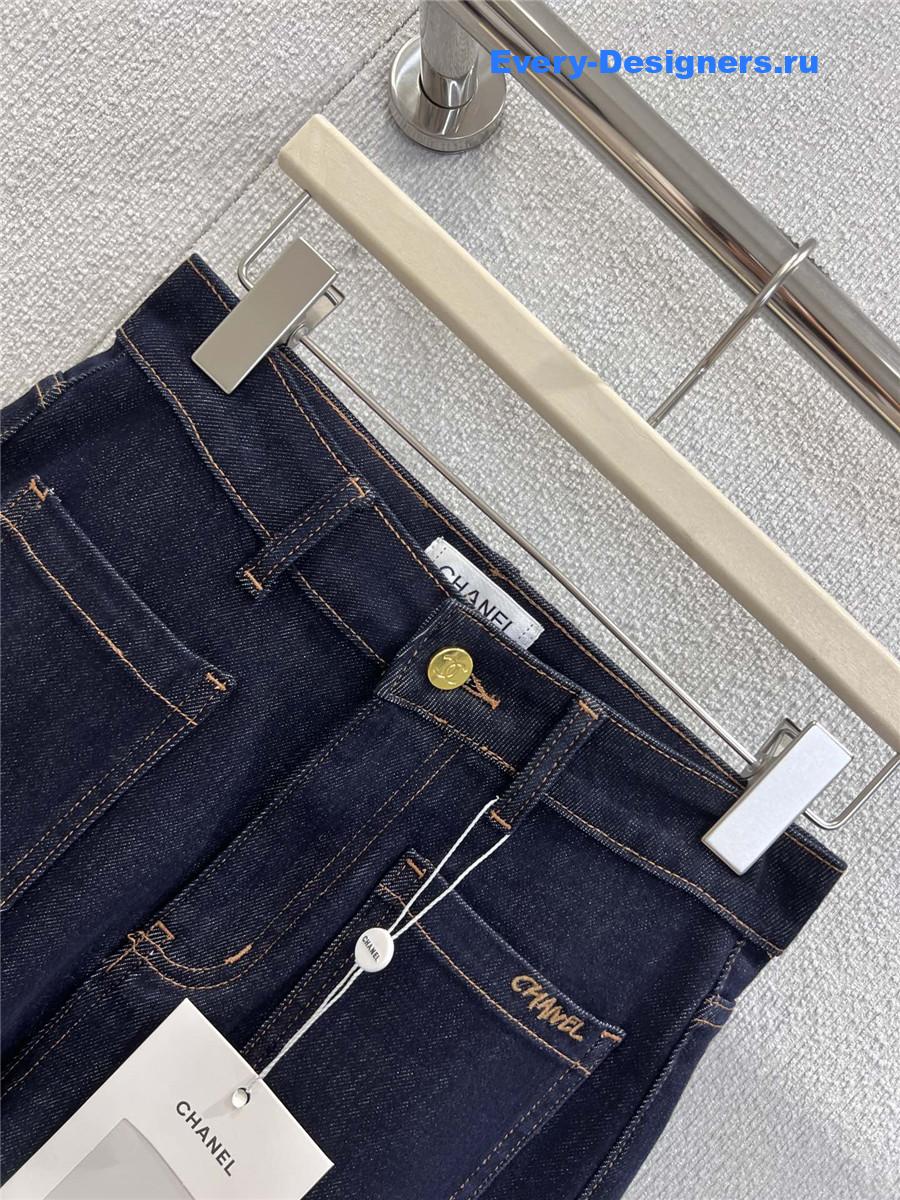 Ch**el blue wide leg denim jeans