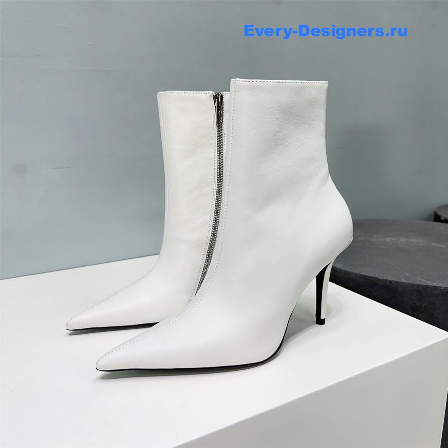 Ba1en*iaga white zipper pointed toe boots