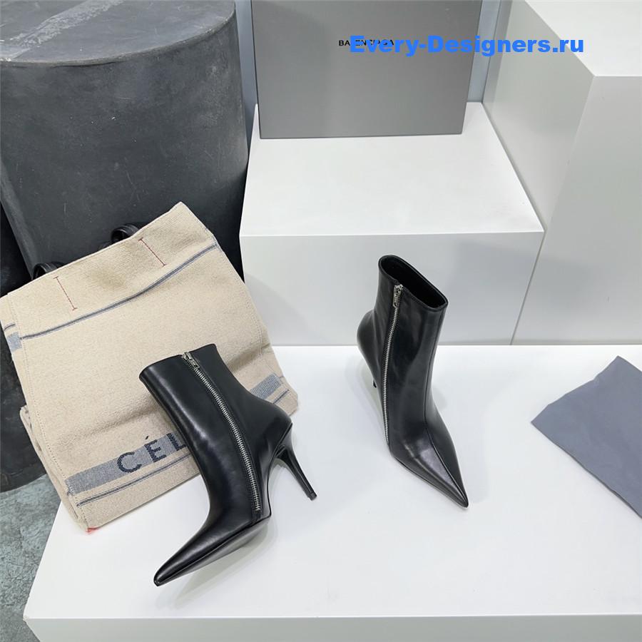 Ba1en*iaga black zipper pointed toe boots