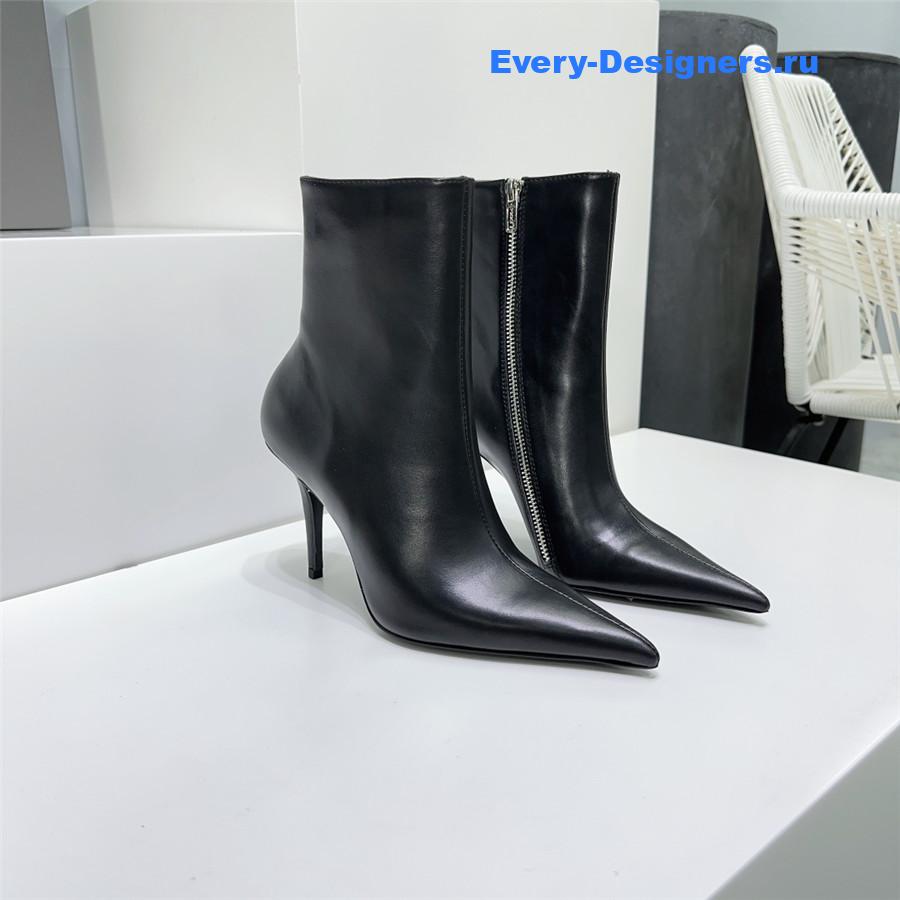 Ba1en*iaga black zipper pointed toe boots