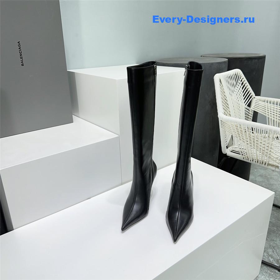 Ba1en*iaga black zipper pointed toe long boots