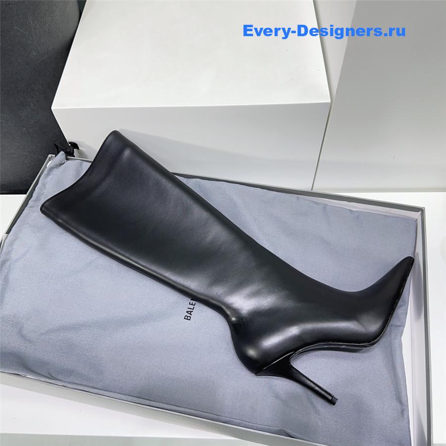 Ba1en*iaga black zipper pointed toe long boots