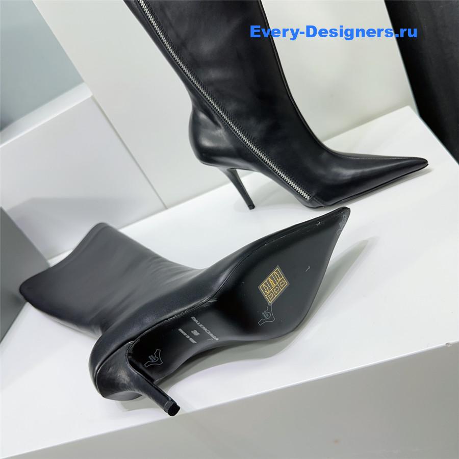 Ba1en*iaga black zipper pointed toe long boots