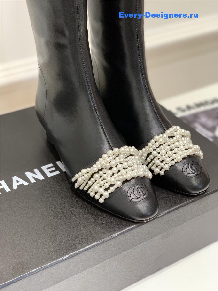 Ch**el black cc knee high boots