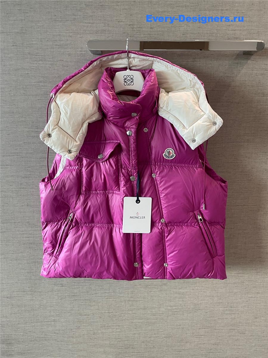Moncler Pario Dark Pink Hooded Vest