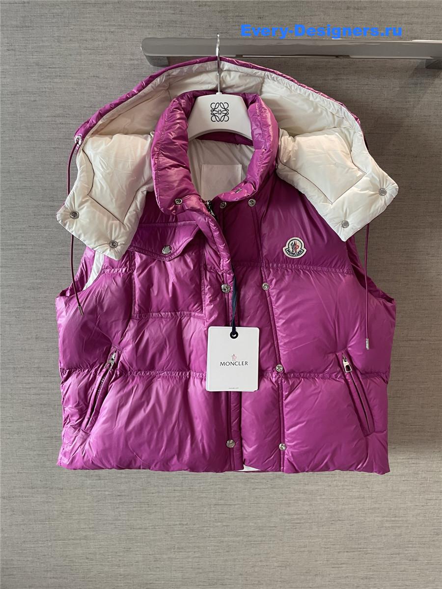 Moncler Pario Dark Pink Hooded Vest
