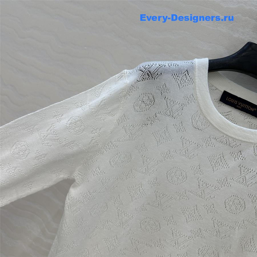 l0vis Vvtt0n monogram white knitted crew neck sweater