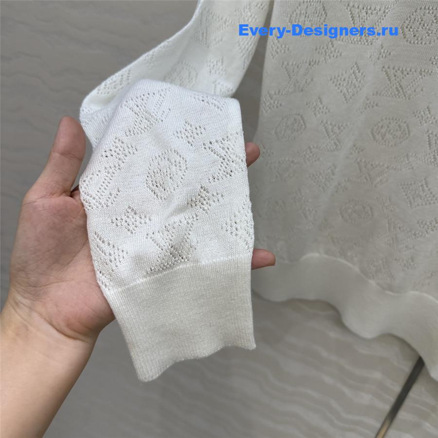 l0vis Vvtt0n monogram white knitted crew neck sweater