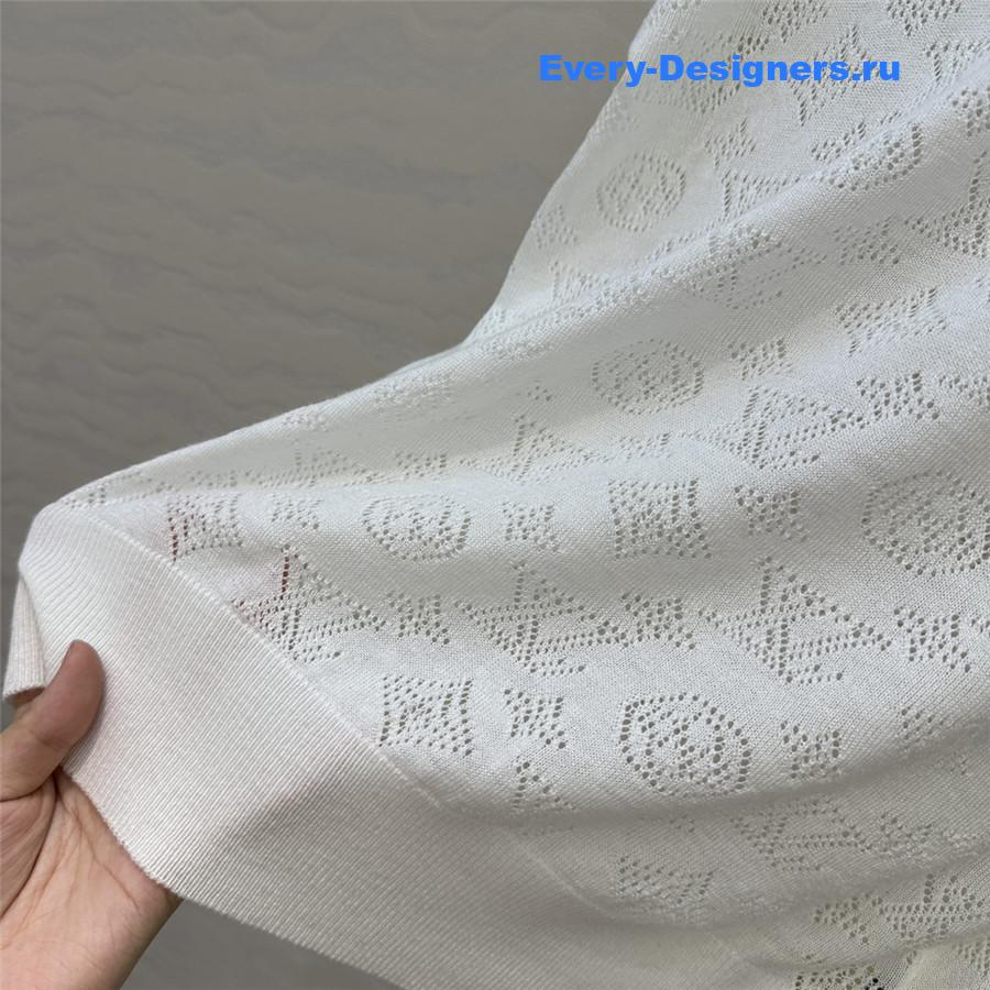 l0vis Vvtt0n monogram white knitted crew neck sweater