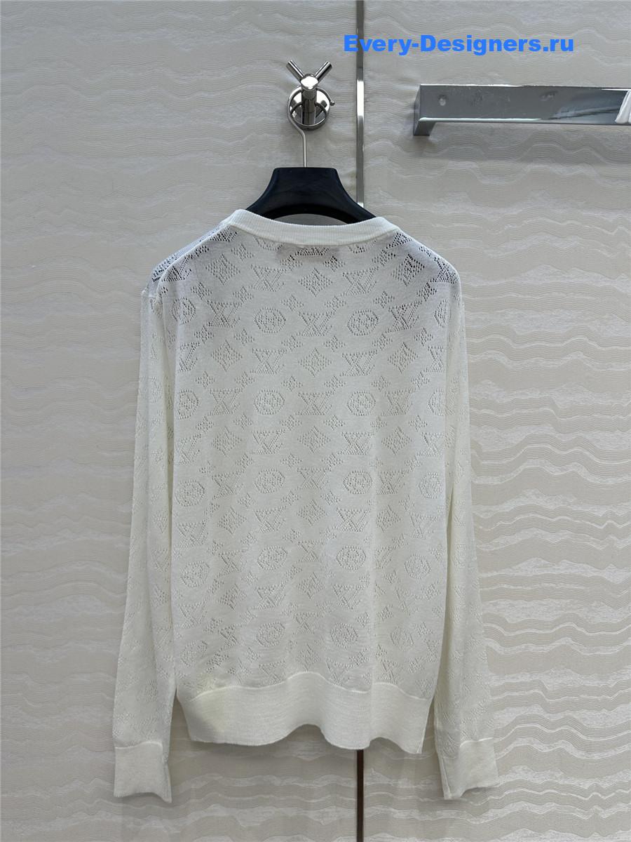 l0vis Vvtt0n monogram white knitted crew neck sweater