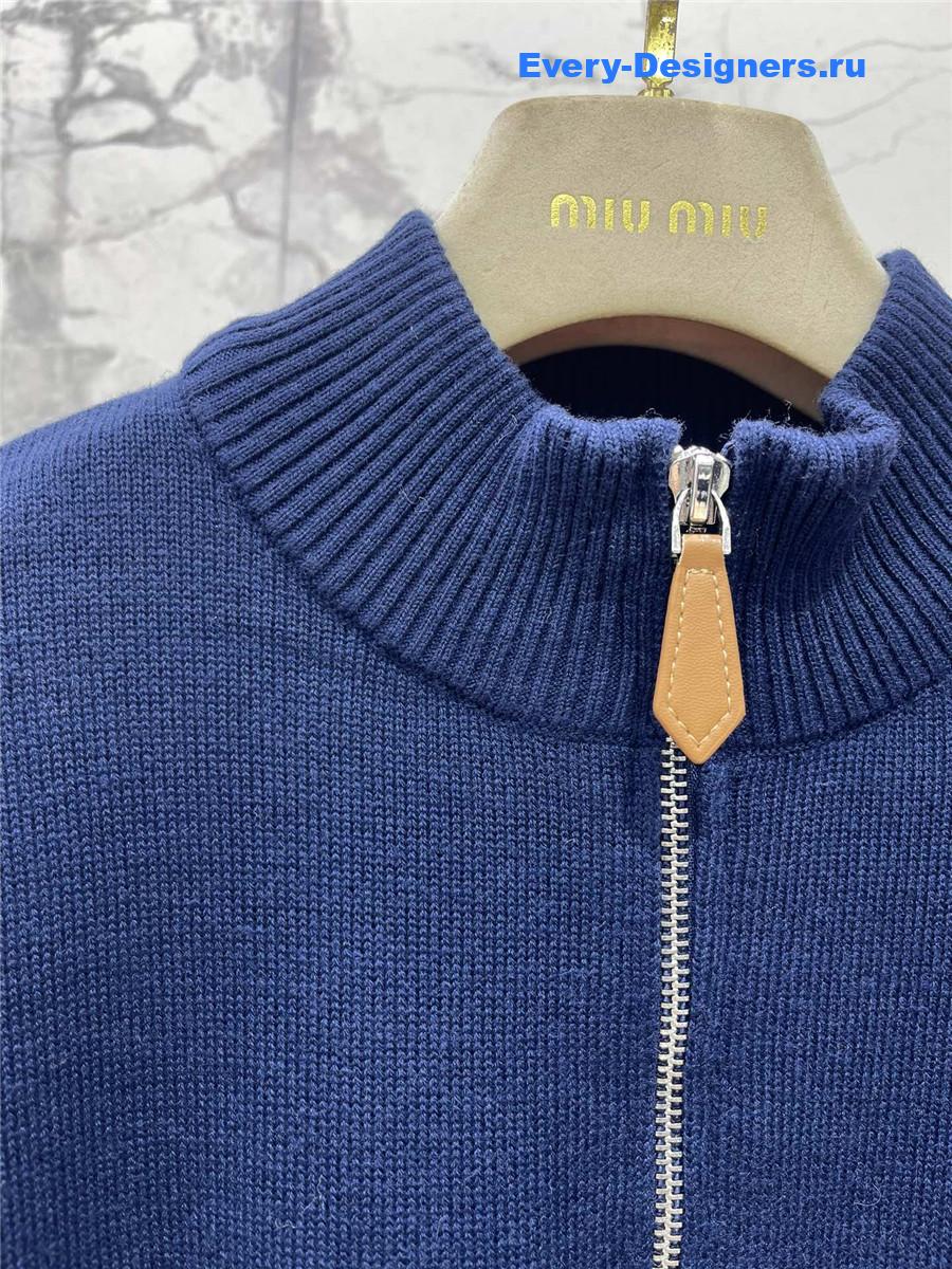 Miu Miu Navy Zip-Up Sweater