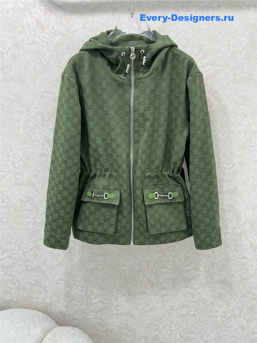 Gvc*1 gg green hooded jacquard jacket