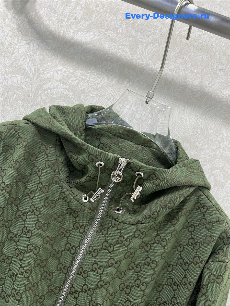 Gvc*1 gg green hooded jacquard jacket