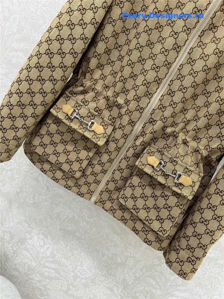 Gvc*1 gg brown hooded jacquard jacket