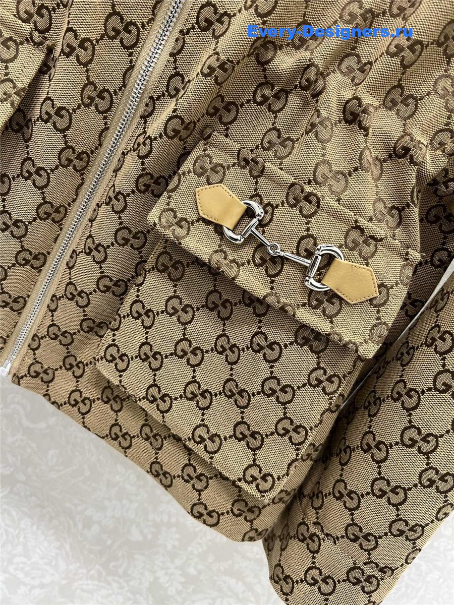 Gvc*1 gg brown hooded jacquard jacket