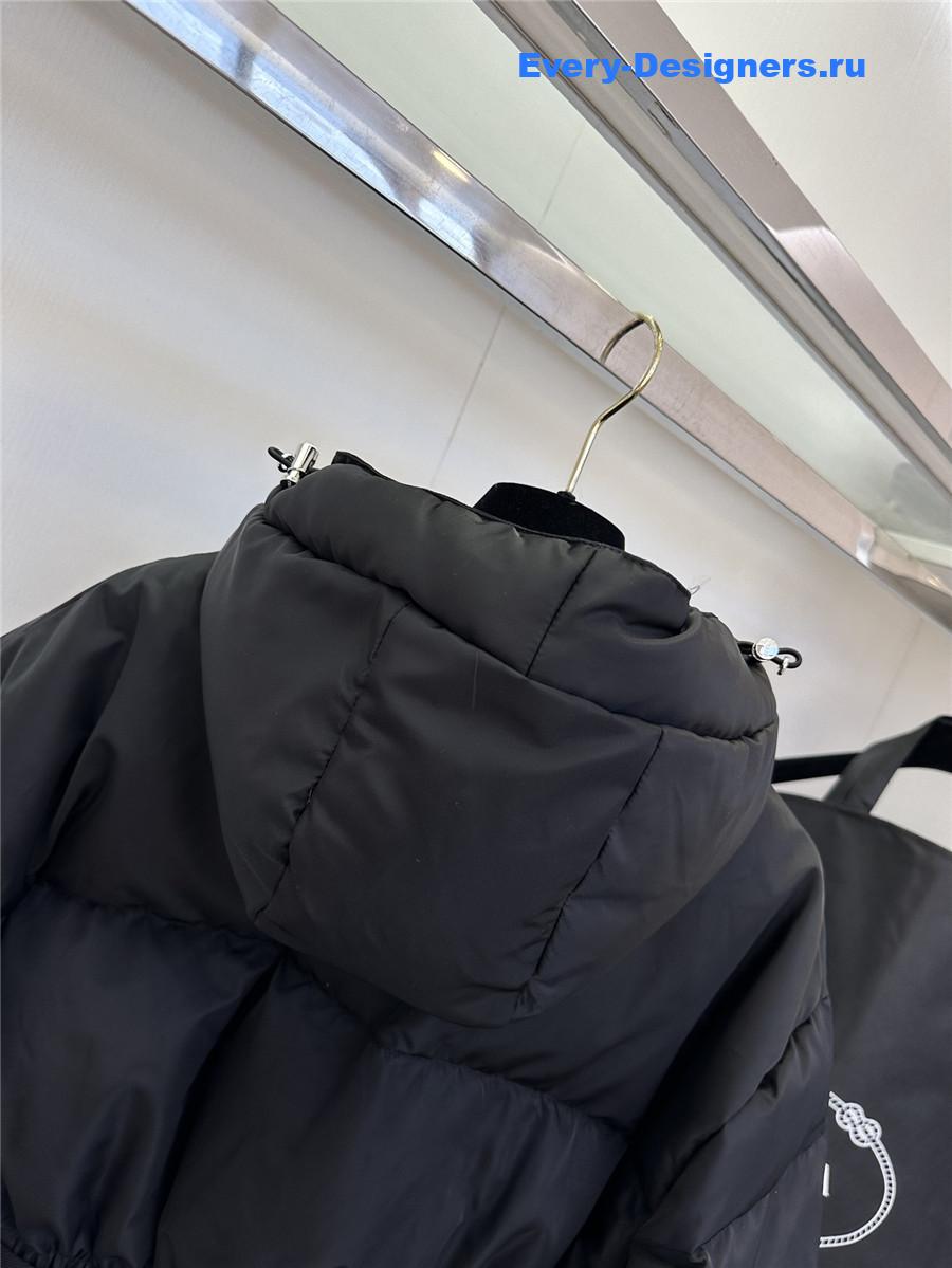 Pra*a black hooded belt bag down jacket