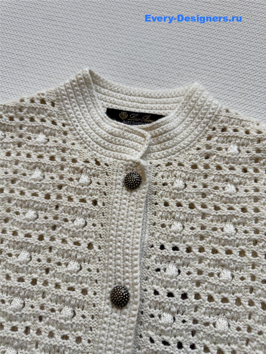 L0r0 P1ana hollow off-white yarn cardigan