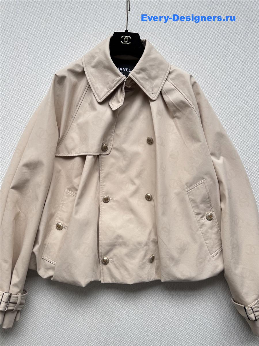 Ch**el cropped jacquard logo trench coat