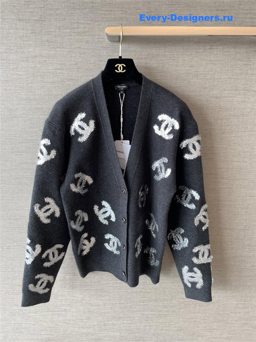 Ch**el sequin cc black cardigan