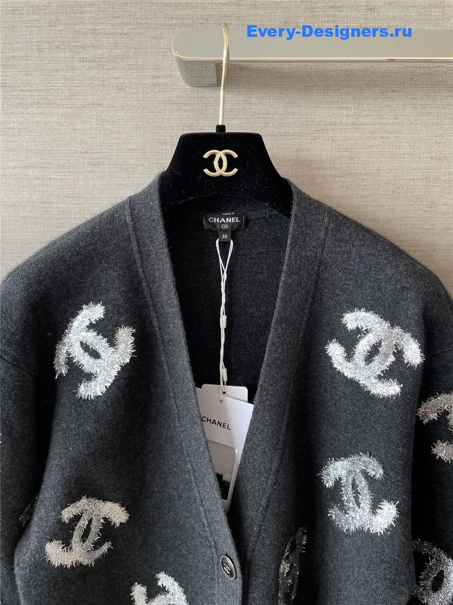 Ch**el sequin cc black cardigan