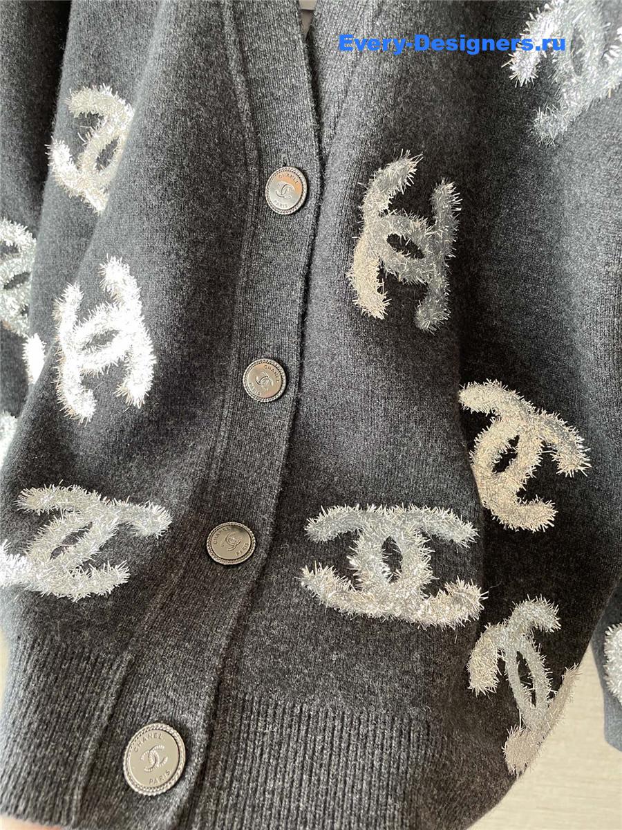 Ch**el sequin cc black cardigan