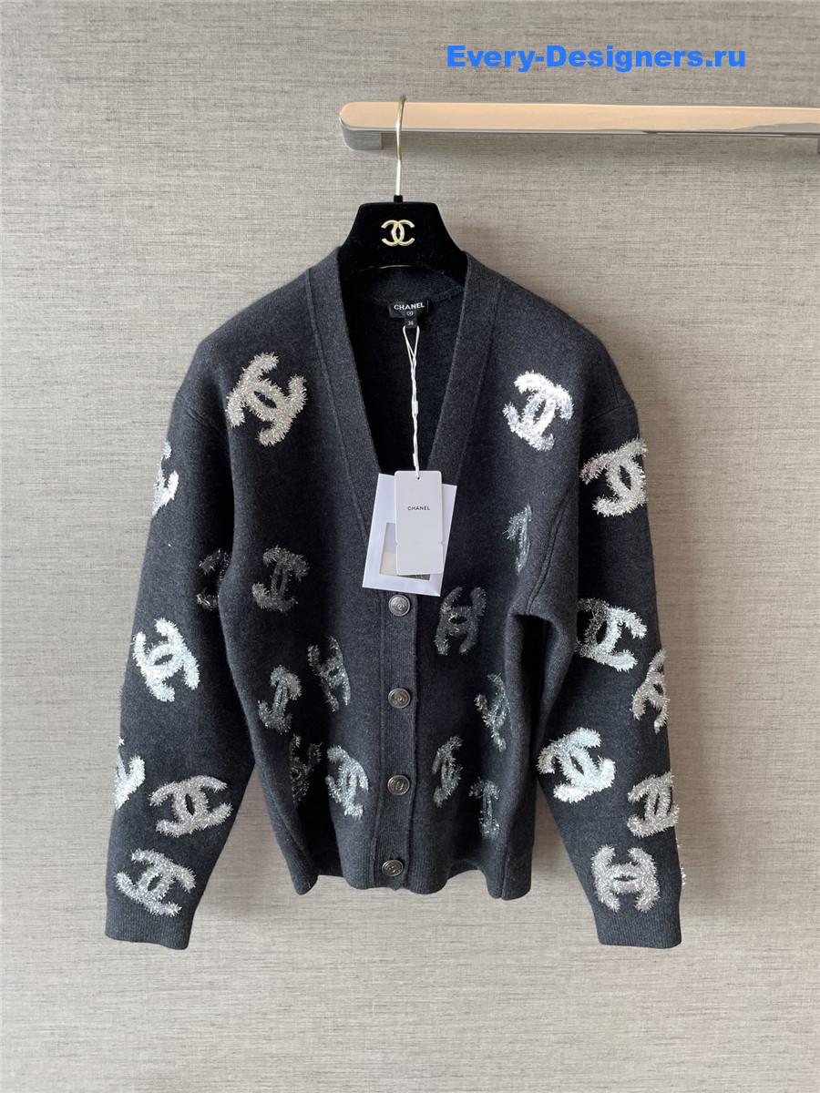 Ch**el sequin cc black cardigan